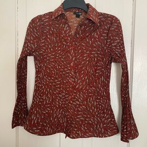East 5th Red and White Button Down Shirt Petite Small